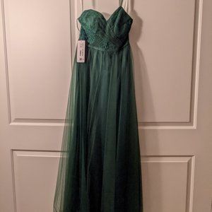 Dark Green Bridgerton inspired Christmas ball gown dress